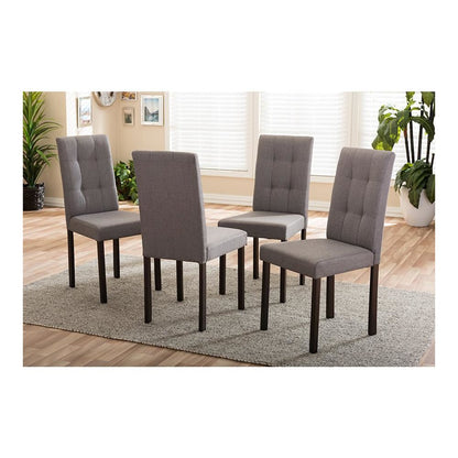 Grey Fabric Upholstered Grid-tufting Dining Chair (Set of 4)