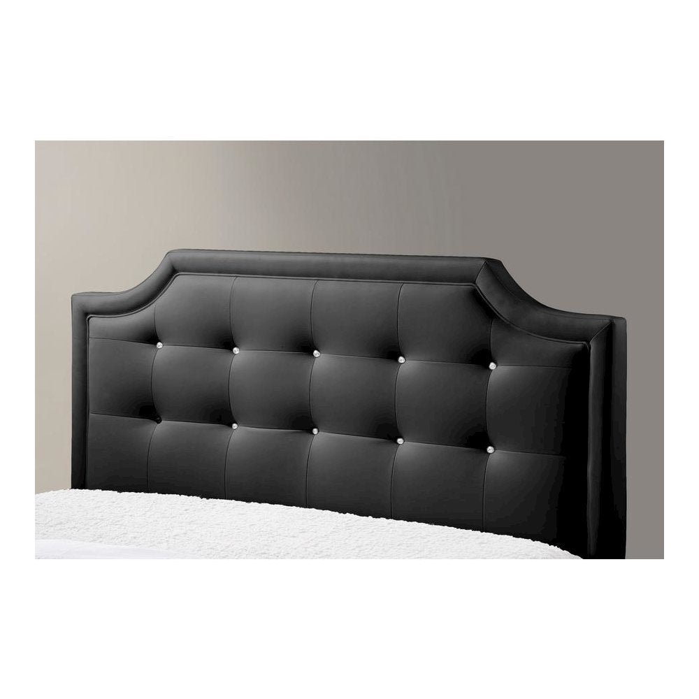 Baxton Studio Carlotta Black Modern Bed with Upholstered Headboard - Queen Size