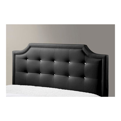 Baxton Studio Carlotta Black Modern Bed with Upholstered Headboard - Queen Size