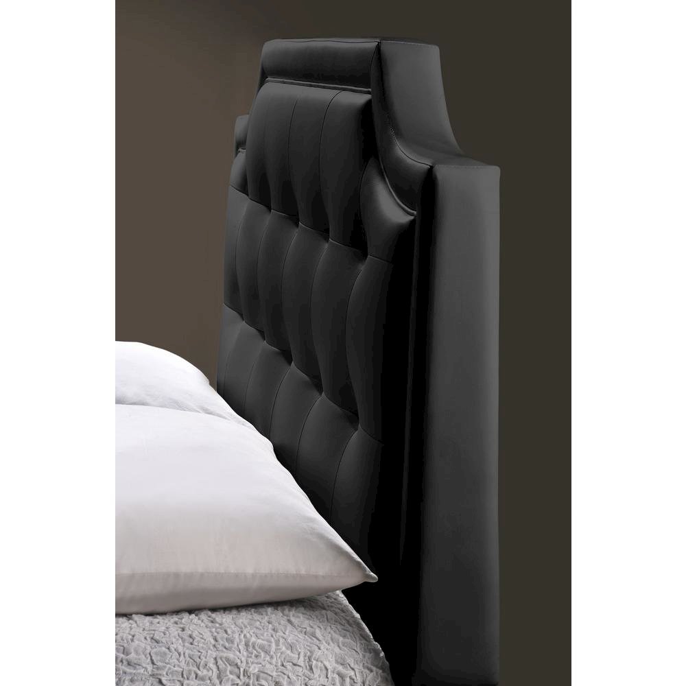 Baxton Studio Carlotta Black Modern Bed with Upholstered Headboard - Queen Size