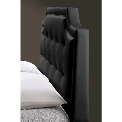 Baxton Studio Carlotta Black Modern Bed with Upholstered Headboard - Queen Size