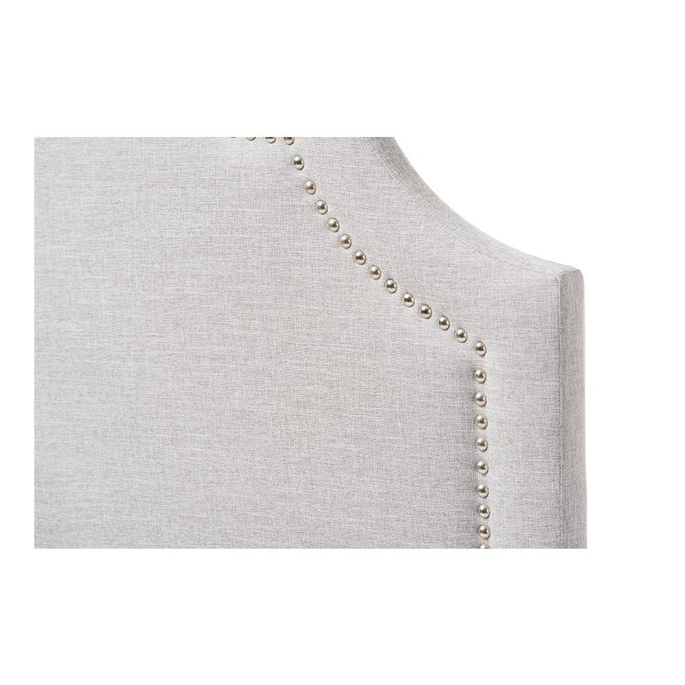 Grayish Beige Fabric Upholstered Twin Size Headboard