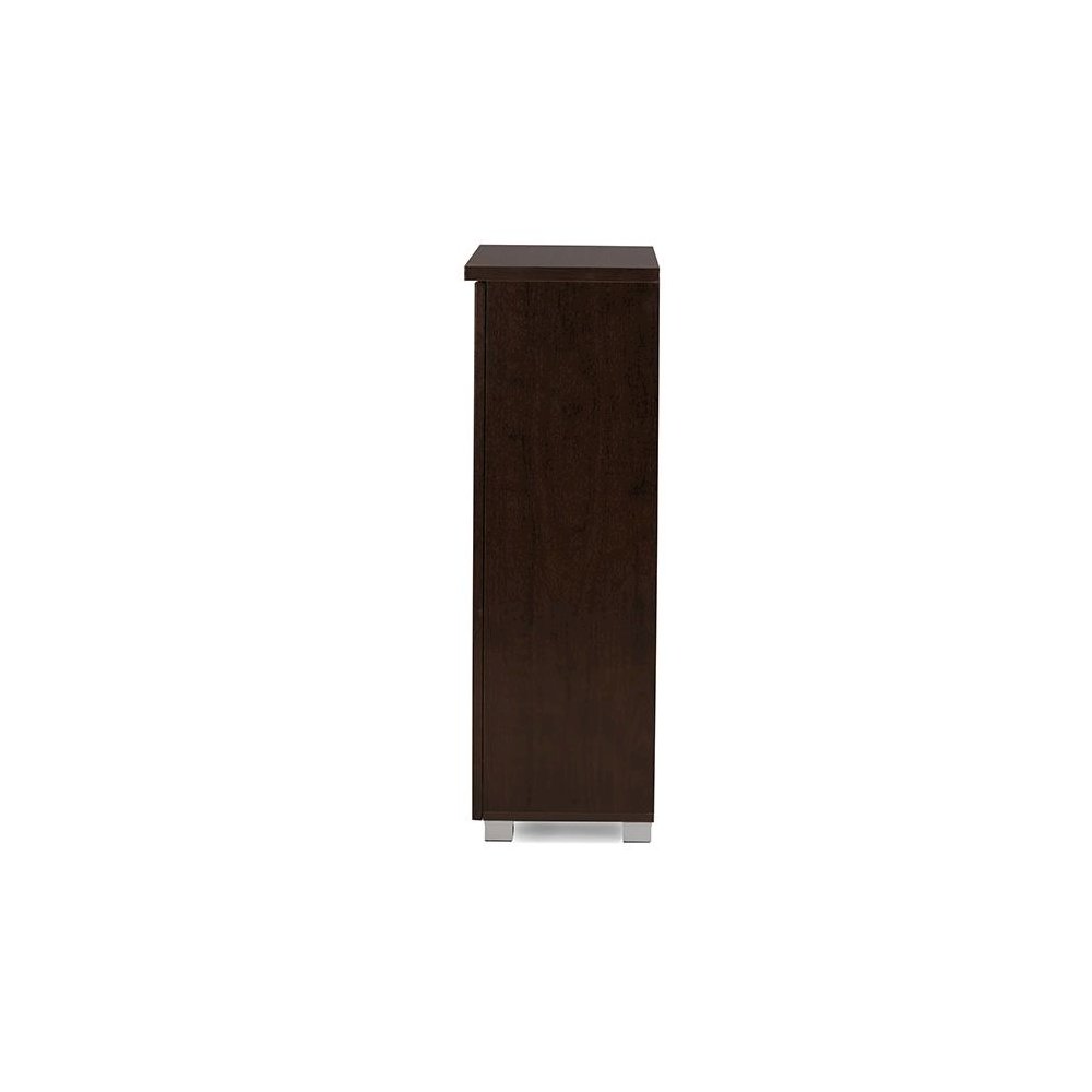 2-Door Dark Brown Wooden Entryway Shoes Storage Cabinet