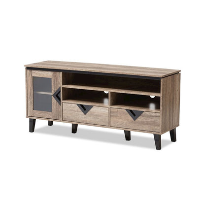 Baxton Studio Cardiff Modern and Contemporary Light Brown Wood 55-Inch TV Stand