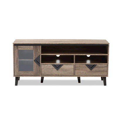 Baxton Studio Cardiff Modern and Contemporary Light Brown Wood 55-Inch TV Stand