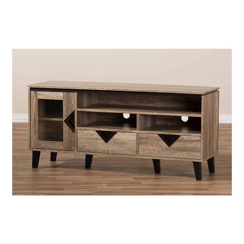 Baxton Studio Cardiff Modern and Contemporary Light Brown Wood 55-Inch TV Stand