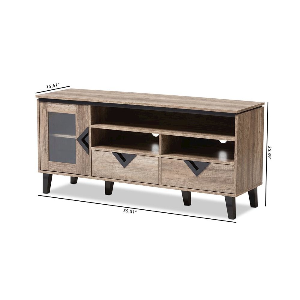 Baxton Studio Cardiff Modern and Contemporary Light Brown Wood 55-Inch TV Stand