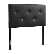 Black Faux Leather Twin Headboard with Padded Upholstery and MDF Frame
