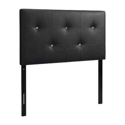 Black Faux Leather Twin Headboard with Padded Upholstery and MDF Frame