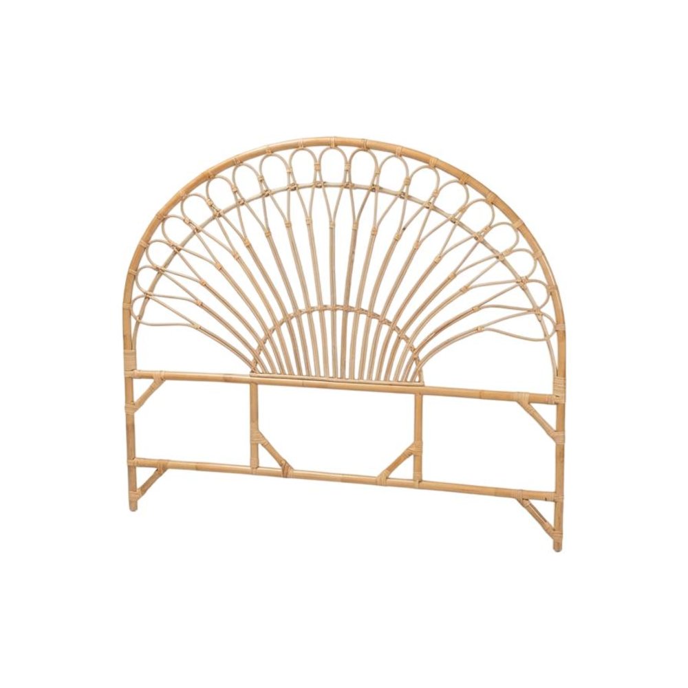 Brown Authentic Rattan King Size Headboard with Bohemian Style and Durable Frame