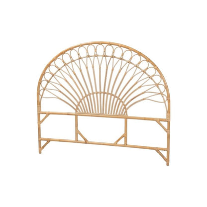 Brown Authentic Rattan King Size Headboard with Bohemian Style and Durable Frame