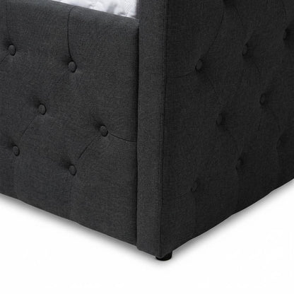 Dark Grey Fabric Upholstered Queen Daybed, Contemporary Style and Plush Comfort