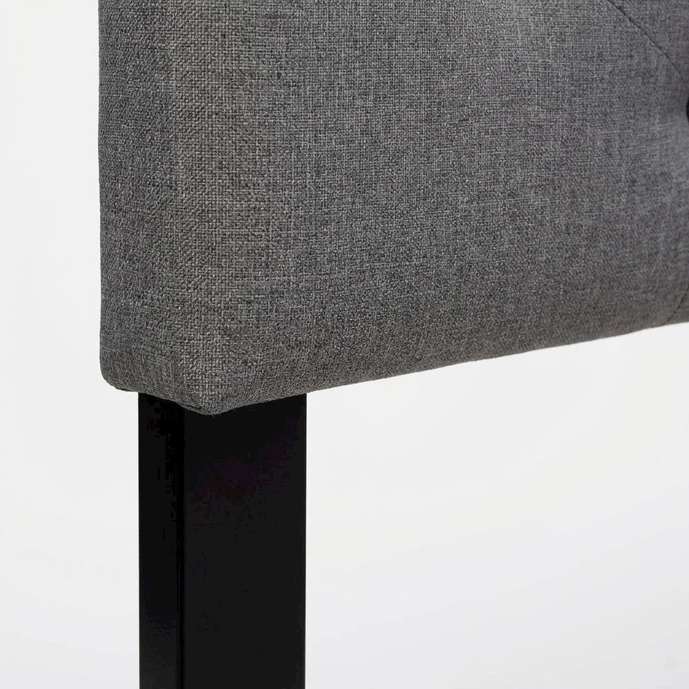 Grey Fabric Upholstered Button-Tufted Headboard with Hardwood Frame