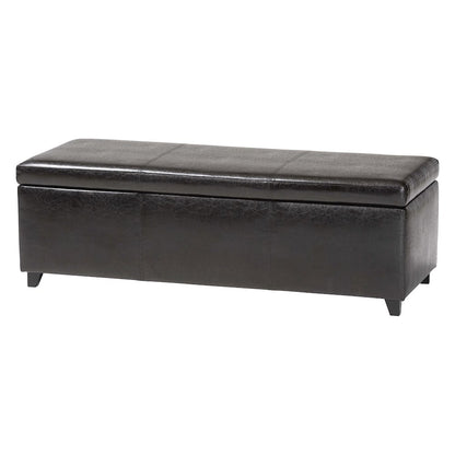 Baxton Studio Dark Brown Faux Leather Storage Bench Ottoman with Stitching