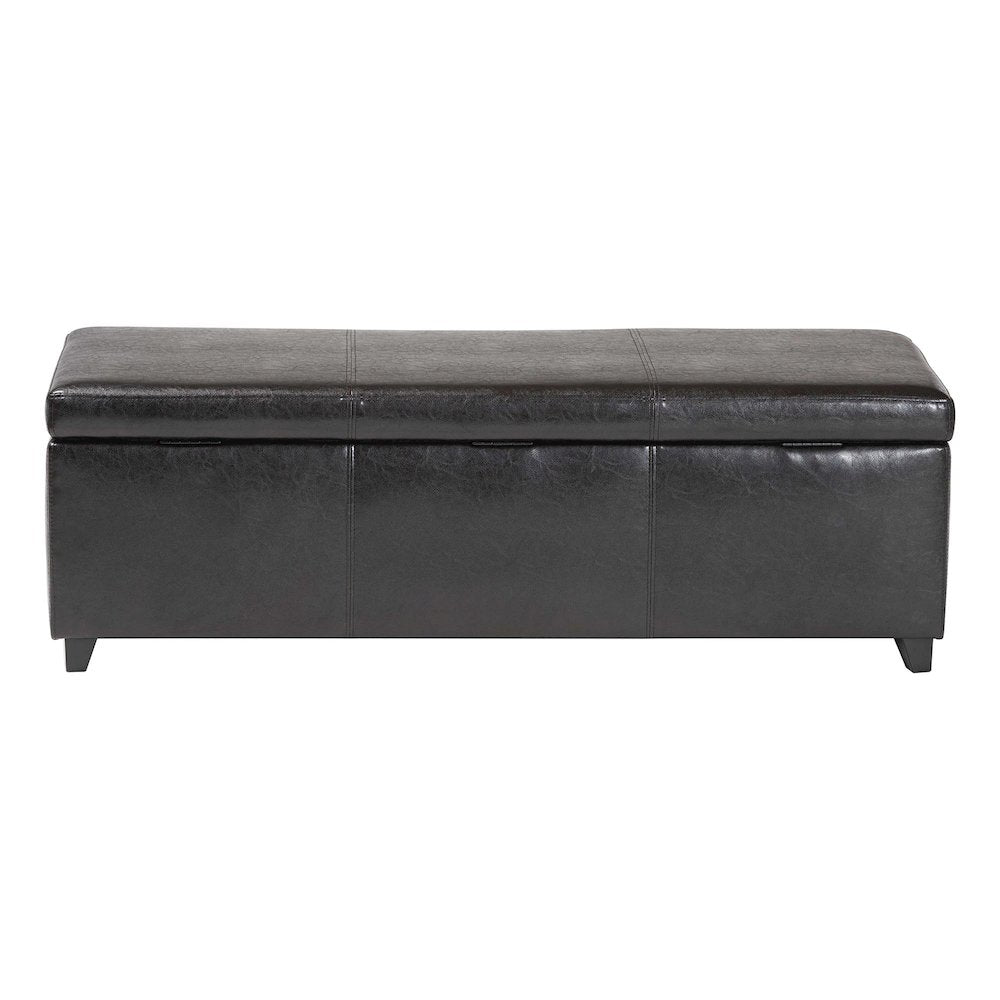 Baxton Studio Dark Brown Faux Leather Storage Bench Ottoman with Stitching