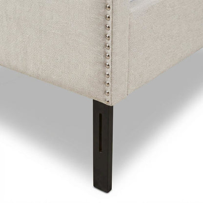 Greyish Beige Twin Size Fabric Headboard with Foam Padding and LVL Frame