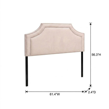 Light Pink Velvet Fabric Upholstered Queen Headboard, Foam Padding, Metal Legs