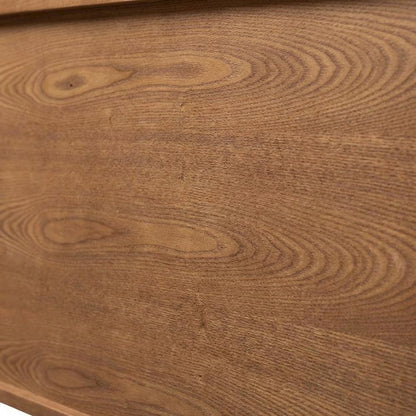Mid-Century Walnut Brown Finished Wood King Headboard with Sleek Design