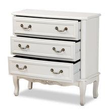 White Provincial 3-Drawer Wooden Storage Cabinet with Classic Design