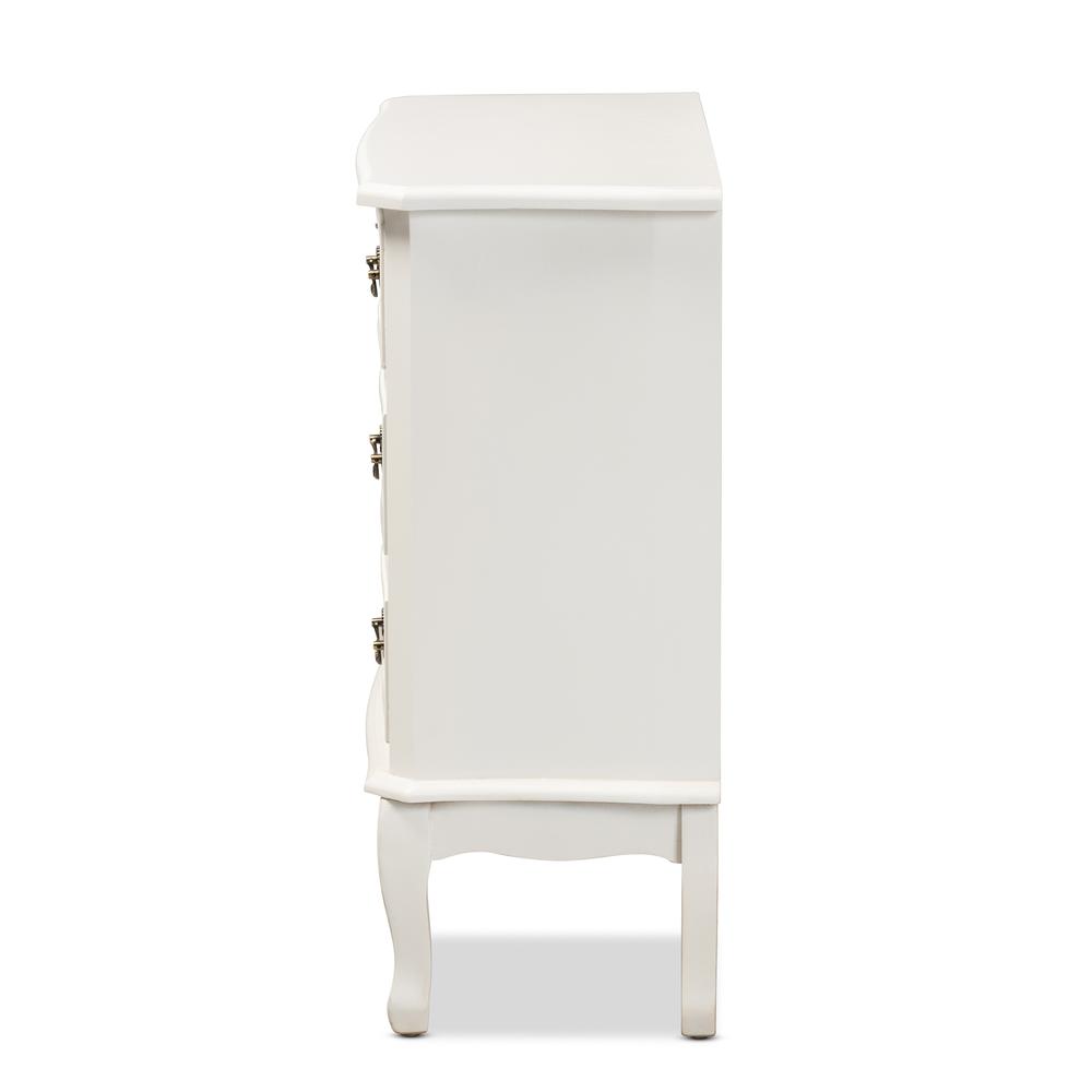 White Provincial 3-Drawer Wooden Storage Cabinet with Classic Design