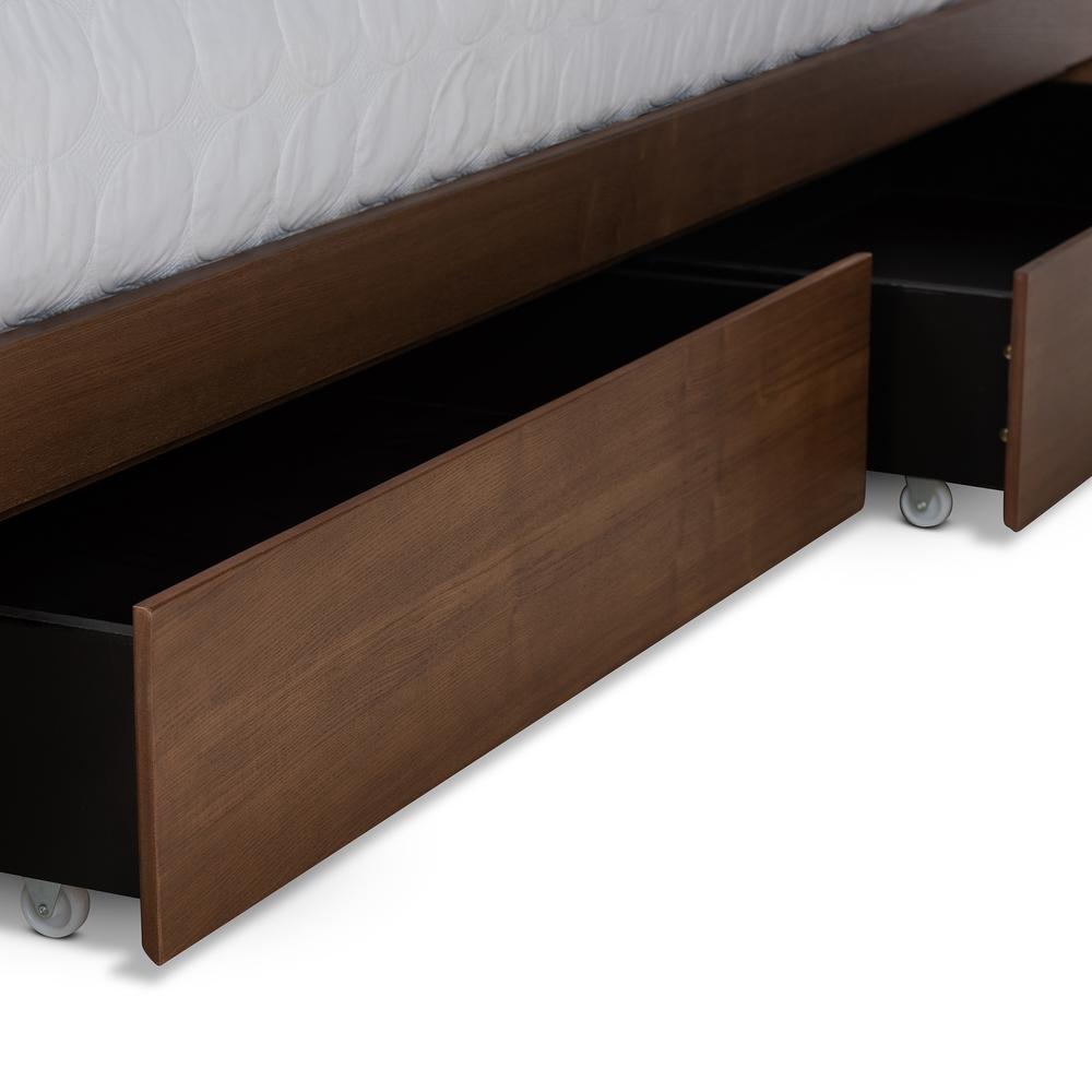 Baxton Studio Arthur Modern Rustic Ash Walnut Brown Finished Wood Full Size Platform Bed with BuiltIn Shelves