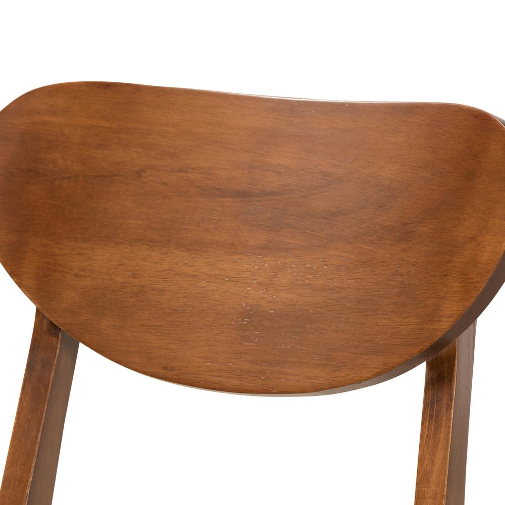 Sand Fabric Upholstered and Walnut Brown Finished Wood 5-Piece Dining Set