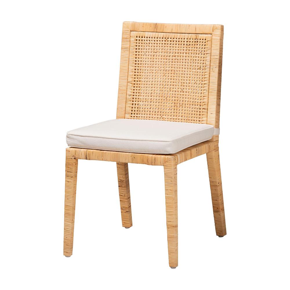 Natural Finished Wood and Rattan Dining Chair
