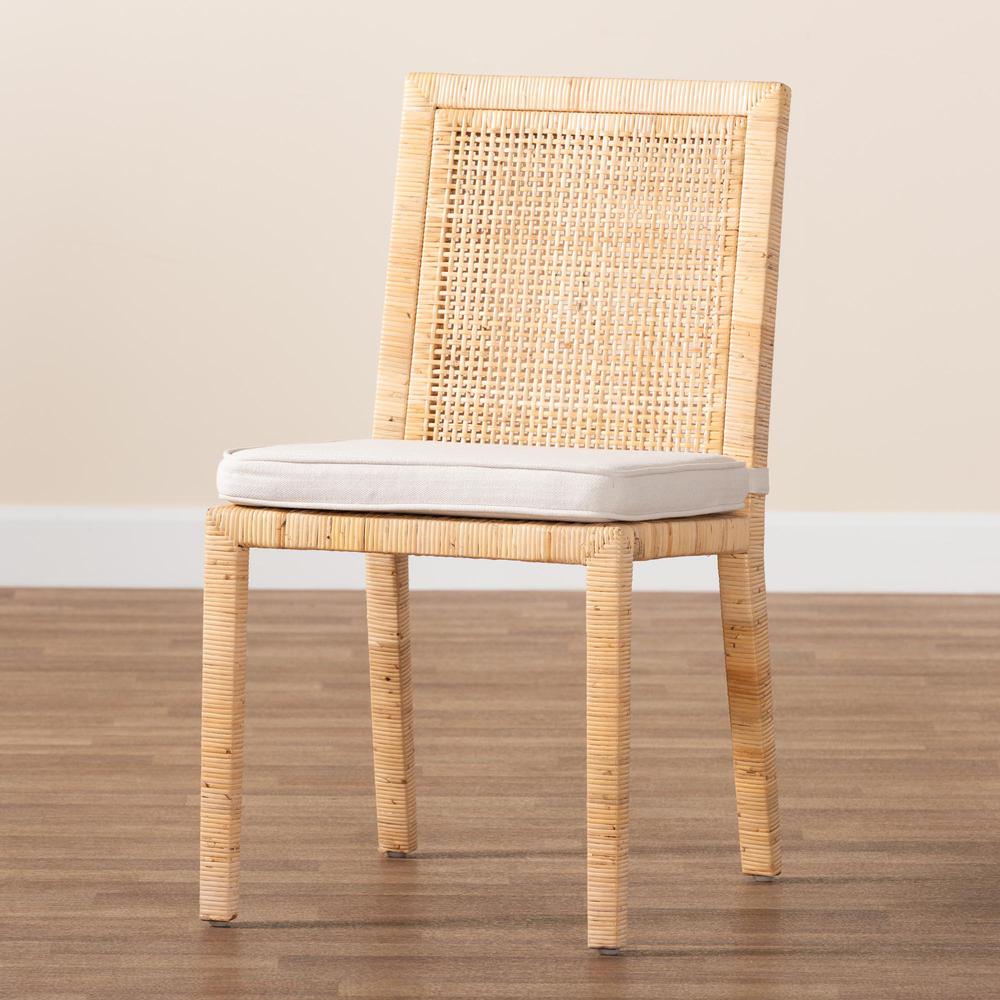 Natural Finished Wood and Rattan Dining Chair