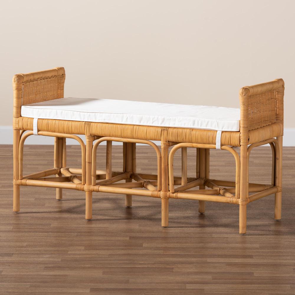 bali & pari Nairi Modern Bohemian Natural Brown Rattan Bench
