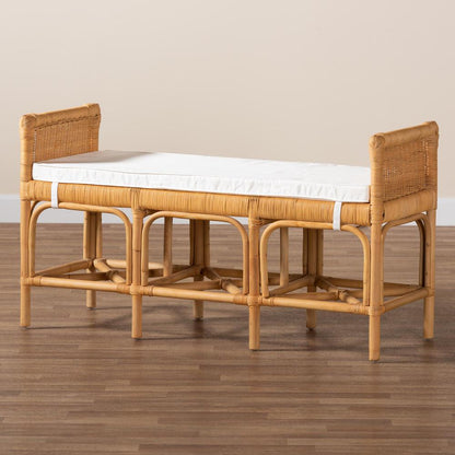 bali & pari Nairi Modern Bohemian Natural Brown Rattan Bench