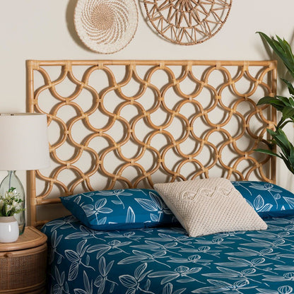 Kalcya Bohemian Natural Rattan Queen Size Standalone Headboard