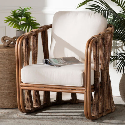 Westham Bohemian Natural Rattan and Seagrass Arm Chair