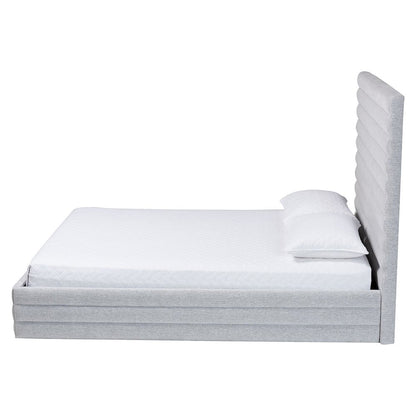 Cadmus Modern Light Grey Channel-Tufted Fabric King Platform Bed