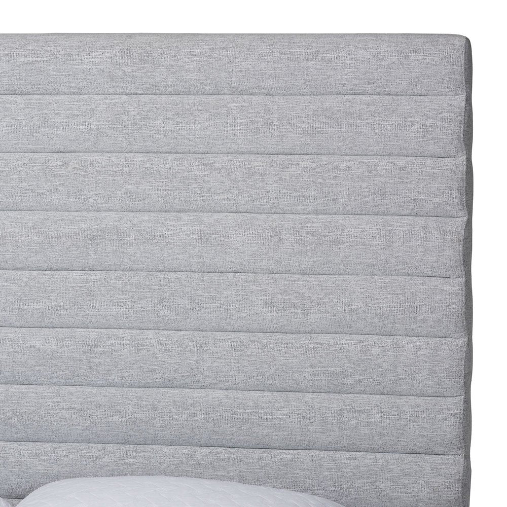 Cadmus Modern Light Grey Channel-Tufted Fabric King Platform Bed