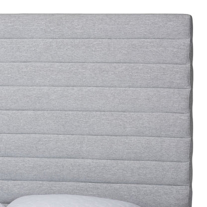 Cadmus Modern Light Grey Channel-Tufted Fabric King Platform Bed