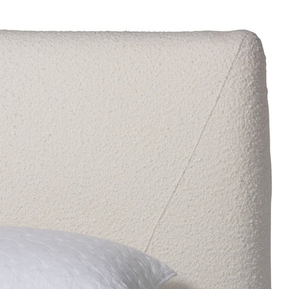 Vinicio Mid-Century Modern Cream Boucle King 2-Piece Bedroom Set
