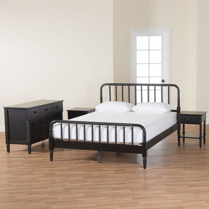 Baxton Studio Braith Farmhouse Black Spindle Wood King Size 4-Piece Bedroom Set