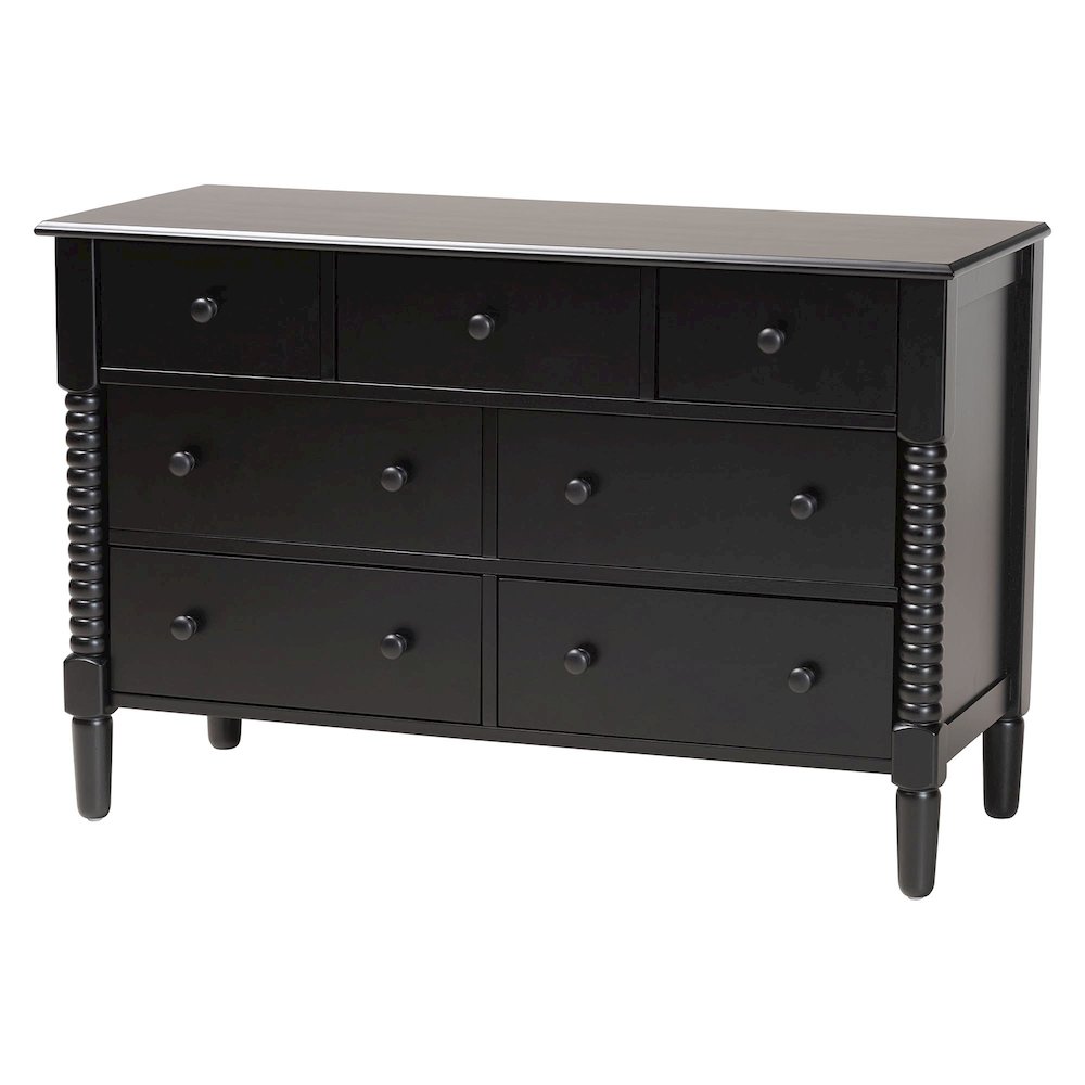 Baxton Studio Braith Farmhouse Black Spindle Wood King Size 4-Piece Bedroom Set