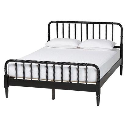 Braith Farmhouse Black Spindle Wood King Size 4-Piece Bedroom Set