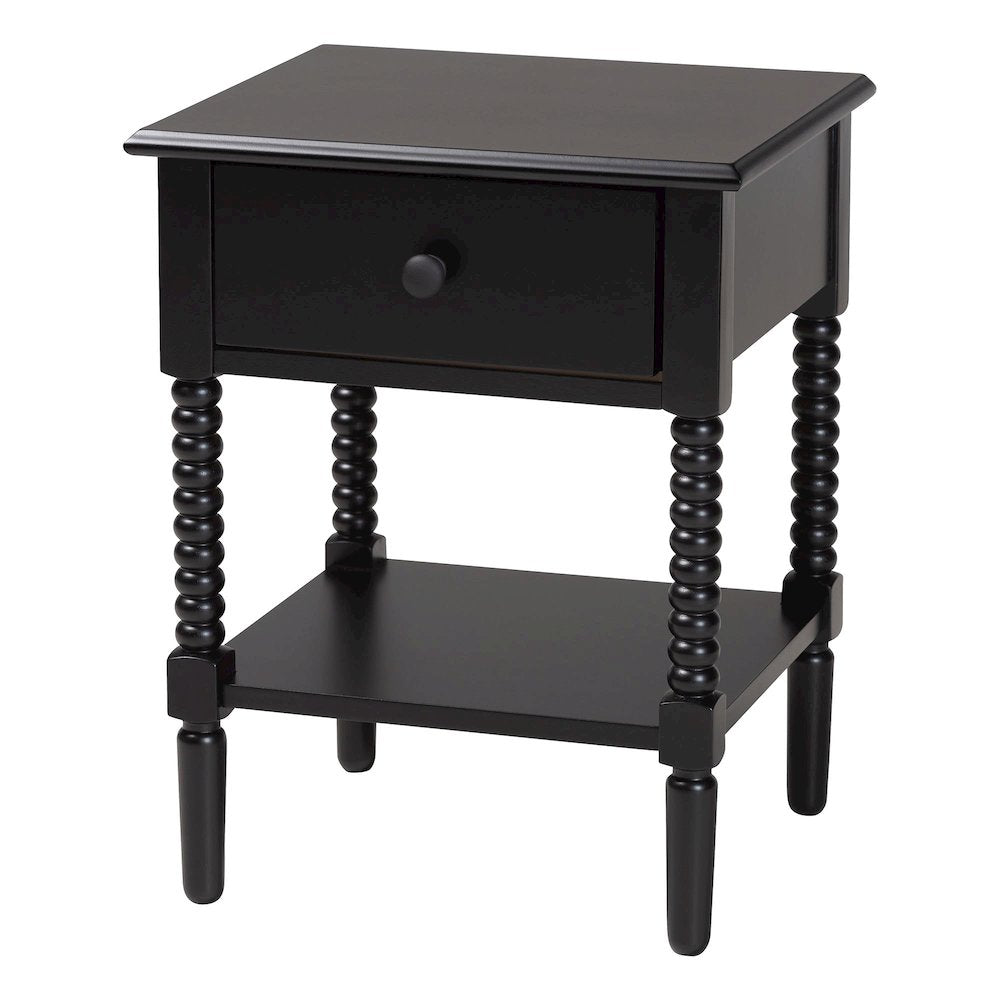Braith Farmhouse Black Spindle Wood King Size 4-Piece Bedroom Set
