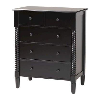 Braith Farmhouse Black Spindle Wood King Size 4-Piece Bedroom Set