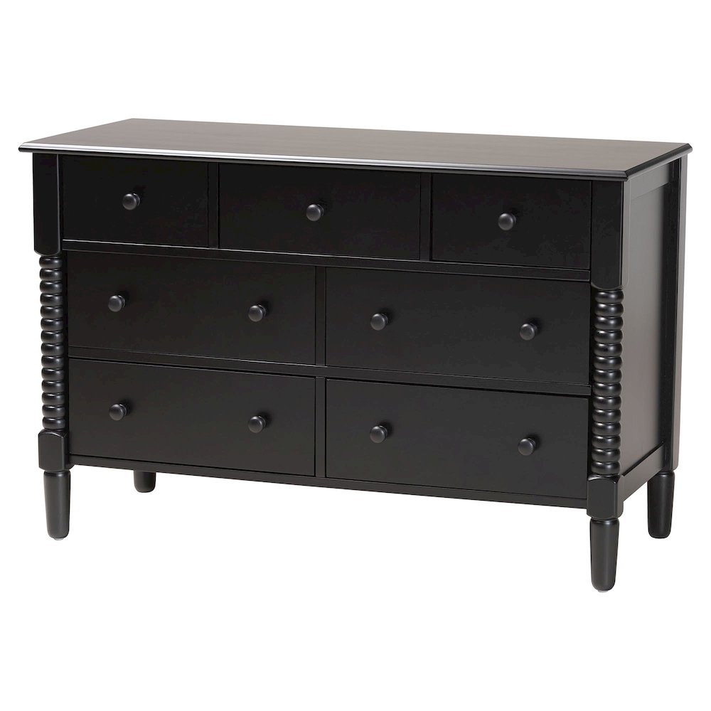 Braith Farmhouse Black Spindle Wood King Size 4-Piece Bedroom Set