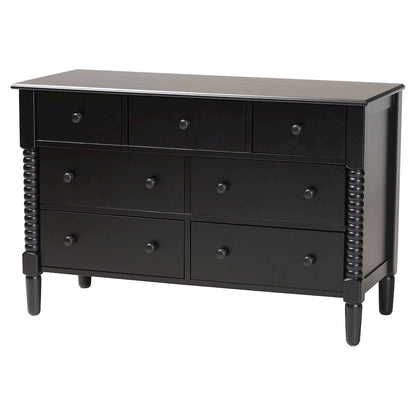 Braith Farmhouse Black Spindle Wood King Size 4-Piece Bedroom Set