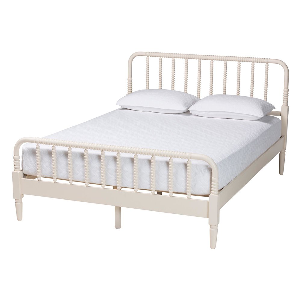 Braith Farmhouse Ivory Spindle Wood King Size 4-Piece Bedroom Set