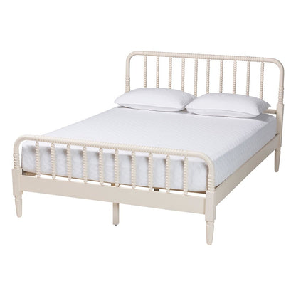 Braith Farmhouse Ivory Spindle Wood King Size 4-Piece Bedroom Set