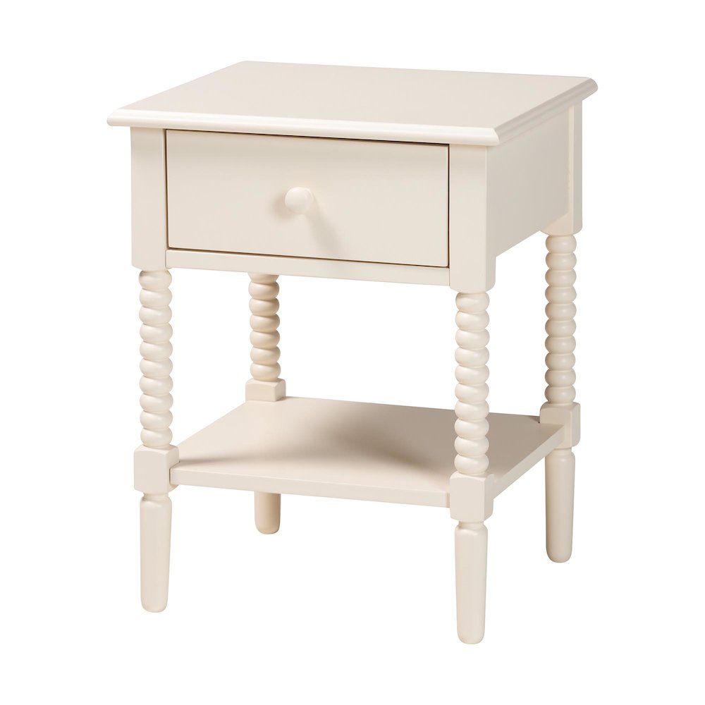Braith Farmhouse Ivory Spindle Wood King Size 4-Piece Bedroom Set