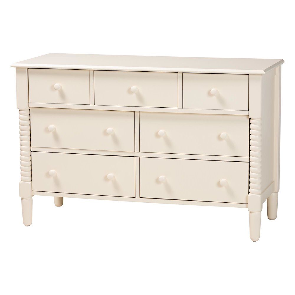 Braith Farmhouse Ivory Spindle Wood King Size 4-Piece Bedroom Set