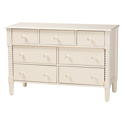 Braith Farmhouse Ivory Spindle Wood King Size 4-Piece Bedroom Set