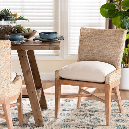 Seagrass Dining Chair with Mahogany Wood Frame, Whitewash