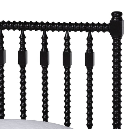 Platform Bed - Turned Bed Frame with Headboard and Sculpted Legs, Black, Queen